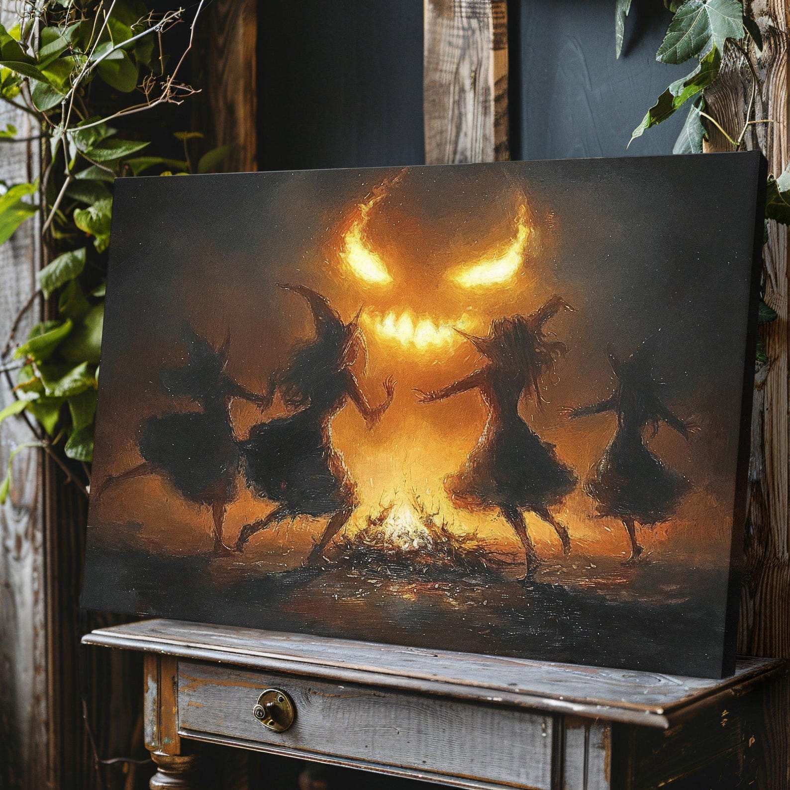 Summoning Flames Canvas Print Dance of the Witches Print Fire Dance ...