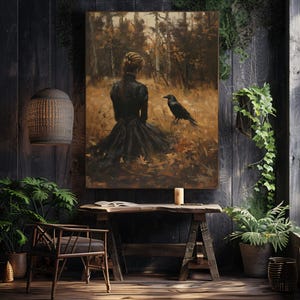 Woman and Raven Art Print, Melancholic Gothic Victorian Style - Etsy