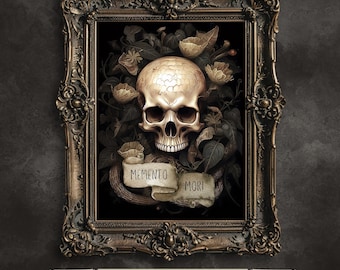 Memento Mori Skull Art Print: Gothic Dark Academia Decor (Digital Download)