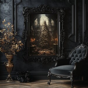 Gothic Christmas Tree Printable Wall Art Abandoned House Christmas Art Haunted Mansion