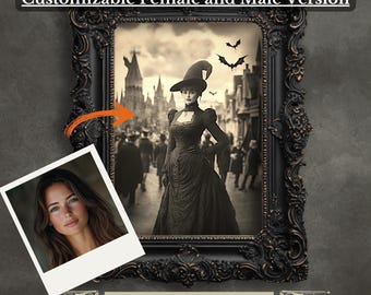 Custom Gothic Witch or Wizard Portrait – Personalized Face Swap Art