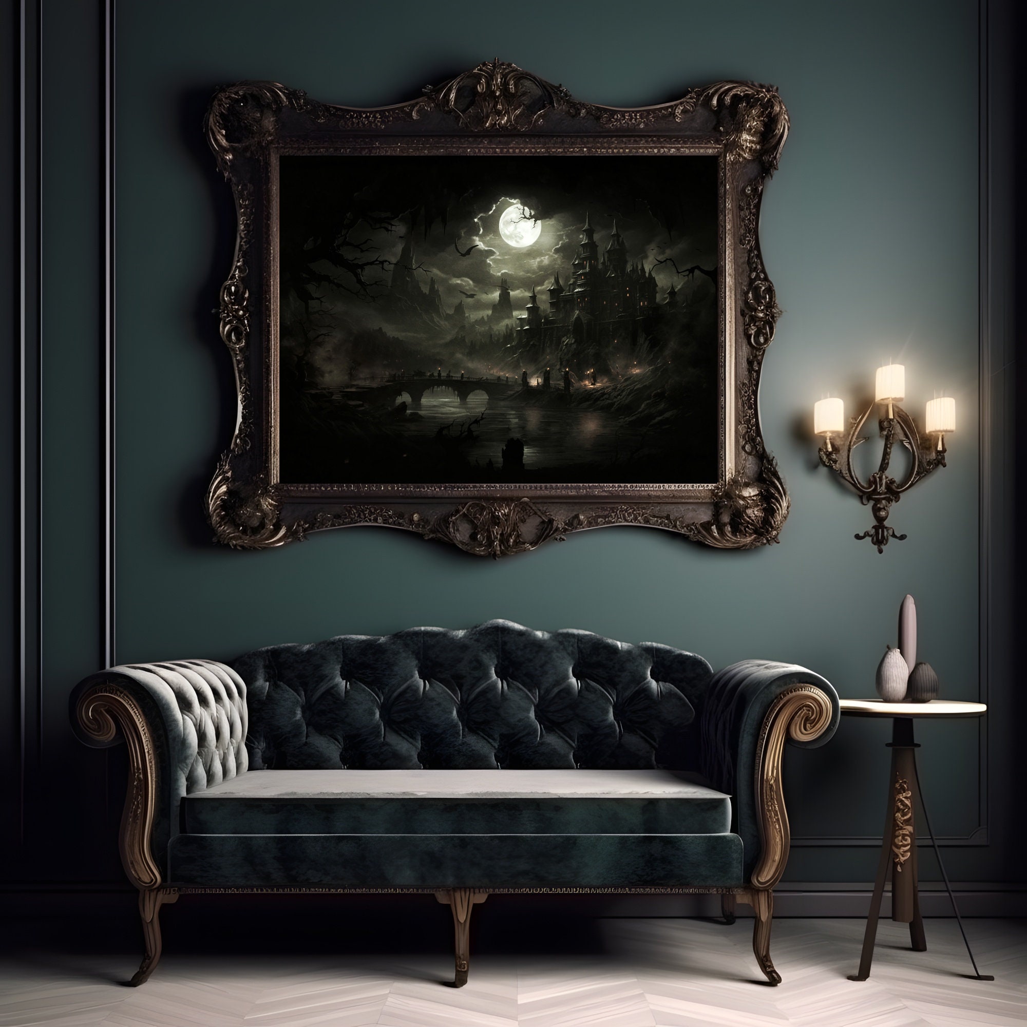 Draculas Castle Wall Art Print Antique Dark Academia Artwork Gothic ...
