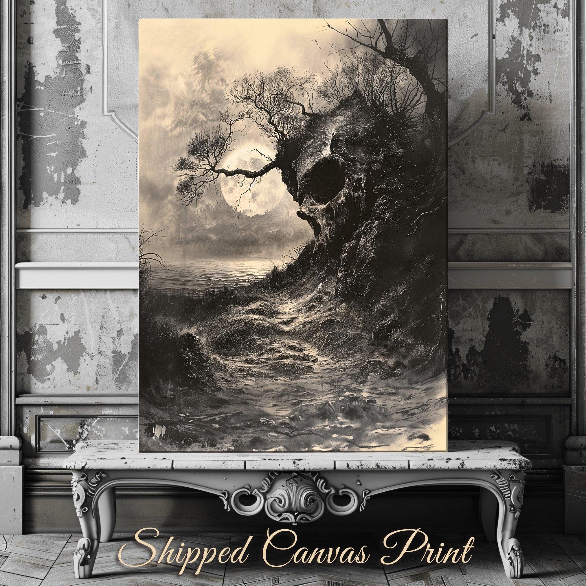 Skull Rock Canvas Print | Eerie Coastal Gothic Wall Art - Etsy
