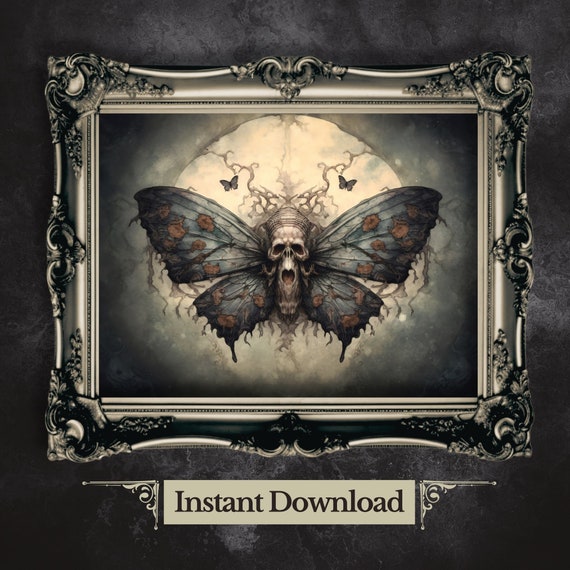 Death Head Moth Print, Gothic Cottagecore Wall Art (Digital Download)