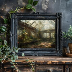 Forgotten Greenhouse Wall Art Print Romantic Lost Place Dark Cottagecore Vintage Nature Reclaim Aestetic Art