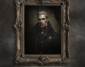 Vintage Vampir Portrait Print, Gruselige Gothic Wand Kunst (Digitaler Download)