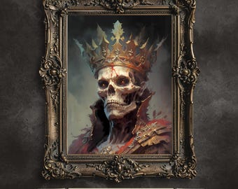 Undead King Art Print: Gothic Macabre Skeleton Decor (Digital Download)