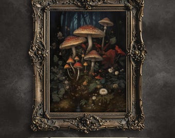 Mushroom Forest Printable Art: Goblincore Cottagecore Decor (Digital Download)