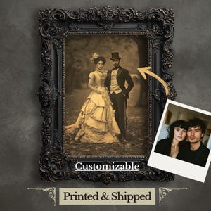 Impresión artística de pared romántica victoriana. Impresión artística personalizable de pareja victoriana para ocasiones románticas. Gran idea de regalo. Retrato personalizado.
