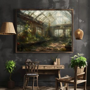Forgotten Greenhouse Wall Art Print Romantic Lost Place Dark Cottagecore Vintage Nature Reclaim Aestetic Art