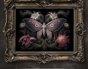 Pintura de polilla vintage: Decoración gótica de la Academia Oscura (Descarga digital)
