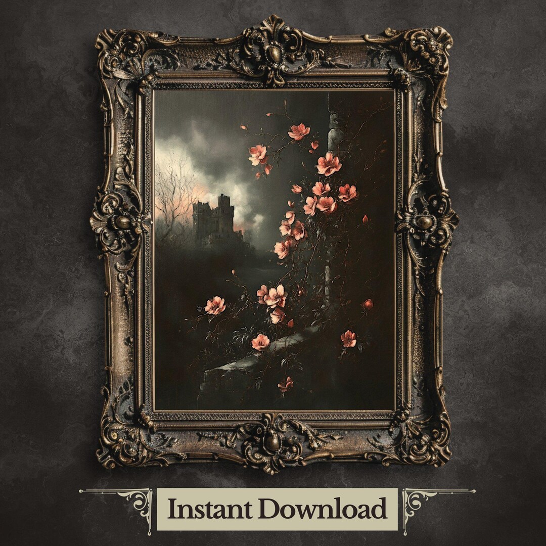Gothic Floral Castle Print, Dark Academia Wall Art (digital Download ...