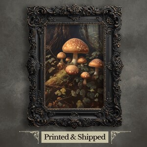 Mushroom & Ivy Wall Art Print: Dark Academia Woodland Decor