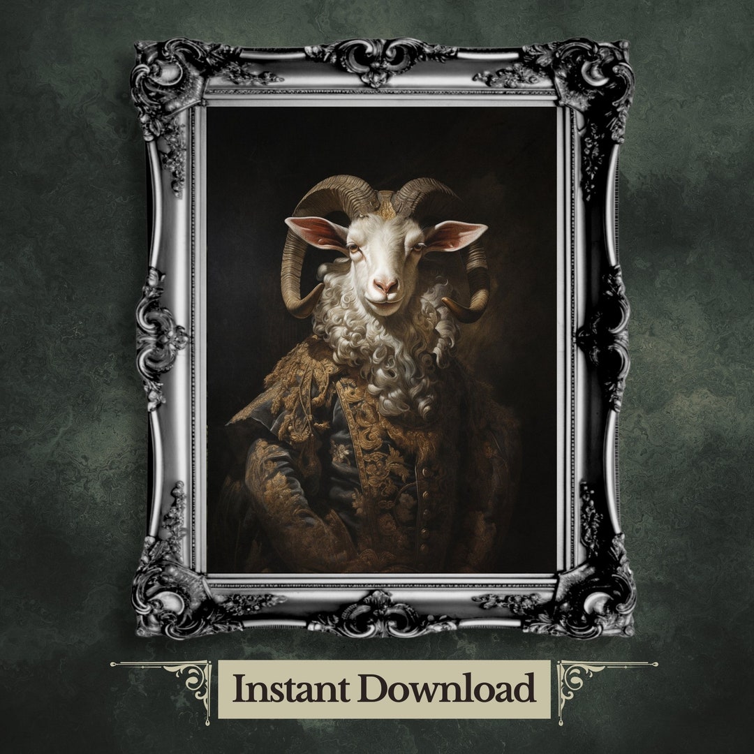 Royal Goat Printable Wall Art Renaissance Animal Portrait Painting