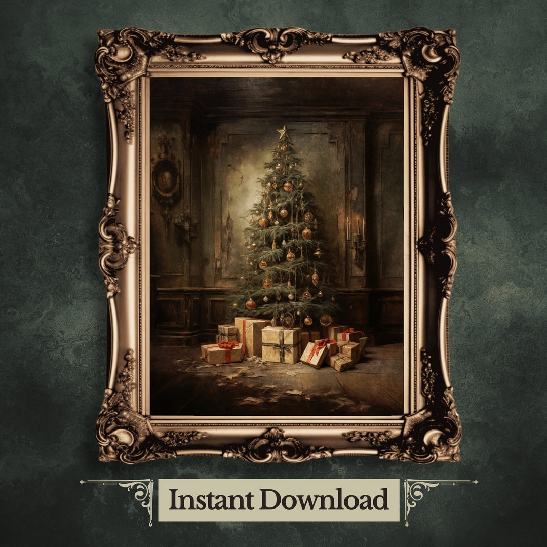 Moody Christmas Tree Printable Wall Art Abandoned House Christmas