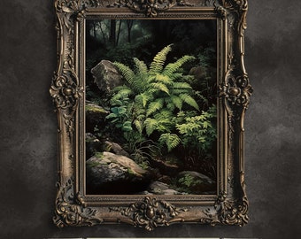 Fern Botanical Print: Dark Forest Cottagecore Wall Art (Digital Download)