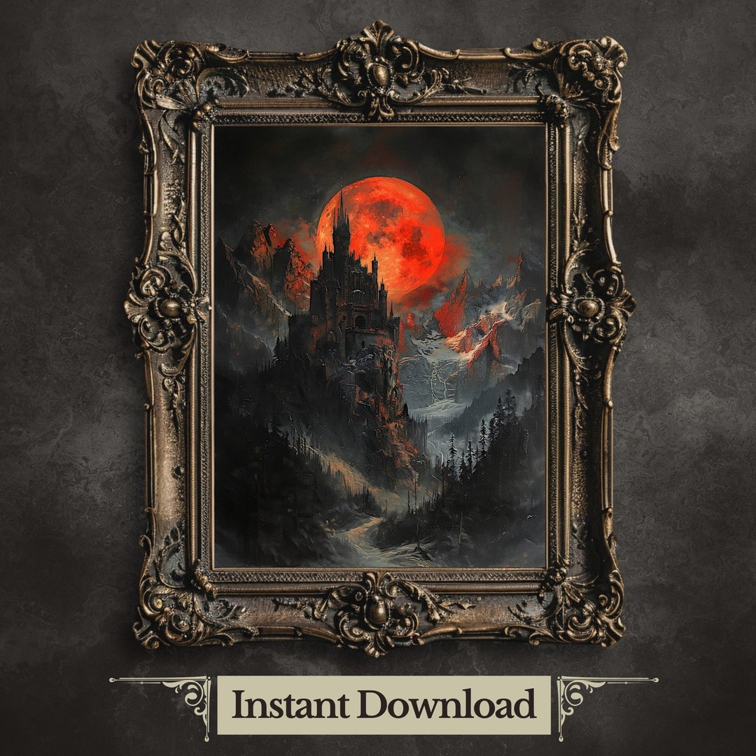 Dracula's Castle Painting | Gothic Vampire Art Print (digital Download ...