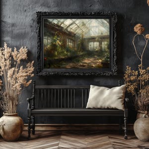 Forgotten Greenhouse Wall Art Print Romantic Lost Place Dark Cottagecore Vintage Nature Reclaim Aestetic Art