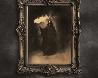 Arte imprimible de hechicero gótico – Mago oscuro, hechizo mágico (Descarga instantánea)