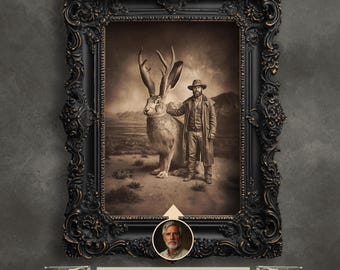 Personalized Jackalope Portrait – Vintage Cryptid Wall Art (Unframed Print)