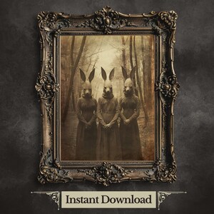 Cult of the Rabbit Printable Wall Art Dark Cottagecore Vintage Photography Witchy Decor Gothic Occult Poster Dark Academia Home Print