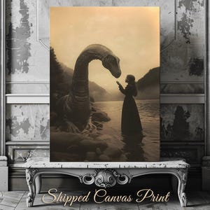 Vintage Nessie Canvas Print: Loch Ness Monster Art