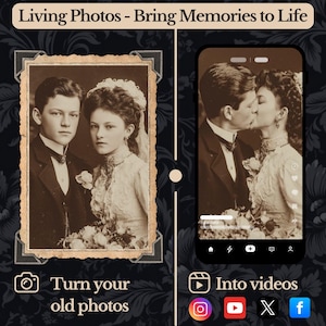 Custom Animated Photo with Restoration – Bring Old Photos to Life as a Lifelike 5-Second Video – Memorial Gift, AI Portrait Animation