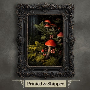 Rote Pilze Wandbehang Walddekor Goblincore Dekor Vintage Botanisches Dekor Gothic Academia Pilz Pilz Dekor