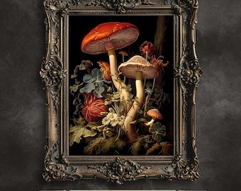 Mushroom Printable Wall Art: Dark Cottagecore Decor (Digital Download)