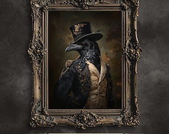 Victorian Raven Gentleman Portrait | Quirky Animal Art (Digital Download)