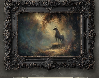 Enchanted Unicorn in Golden Light – Fine Art Print for Fantasy, Bookish, and Fairycore Décor, High Quality Print