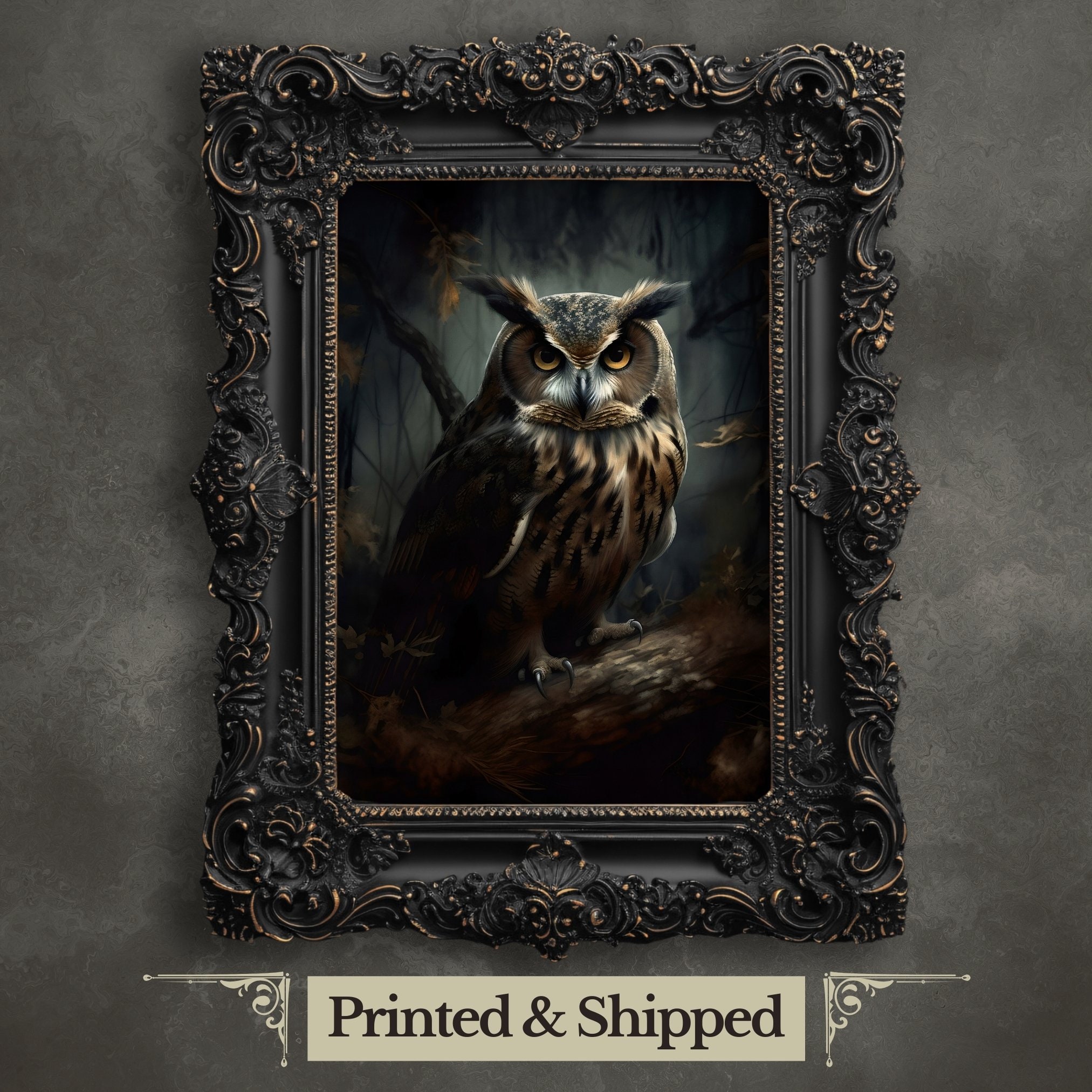 Gothic Owl Portrait Print: Dark Academia Victorian Wall Art - Etsy, image size:2025x2025