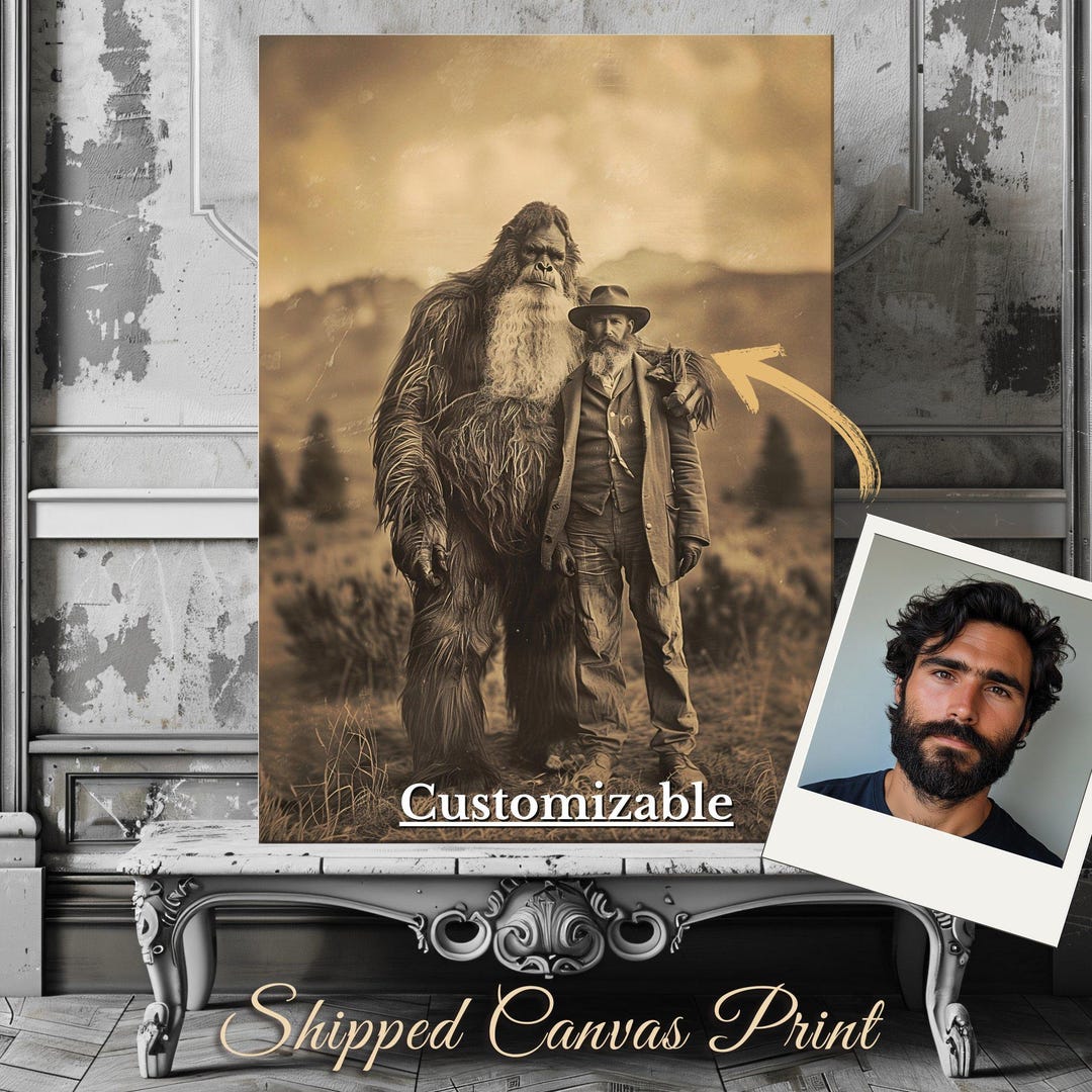 Sasquatch Canvas Print Vintage Photograph Cryptid Bigfoot Print