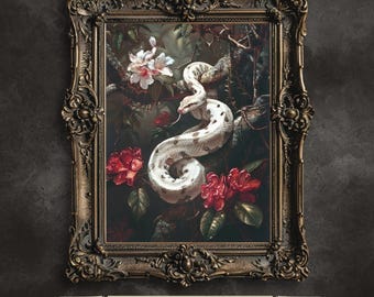 Vintage Python Painting: Dark Academia Jungle Print (Digital Download)