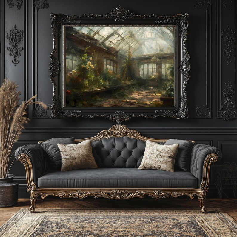 Forgotten Greenhouse Wall Art Print Romantic Lost Place Dark Cottagecore Vintage Nature Reclaim Aestetic Art