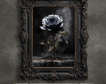 Black Rose Gothic Wall Art: Dark Academia Decor Print