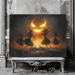 Summoning Flames Canvas Print Dance of the Witches Print Fire Dance Print Occult Demon Summoning Witchcraft Wall Art Witchcore Print