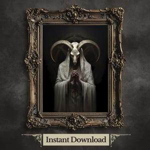 Baphomet Printable Wall Art Dark Gothic Print Dark Aesthetic Room Decor Occult Esoteric Artwork Witchcraft Altar Decor Satanic Art