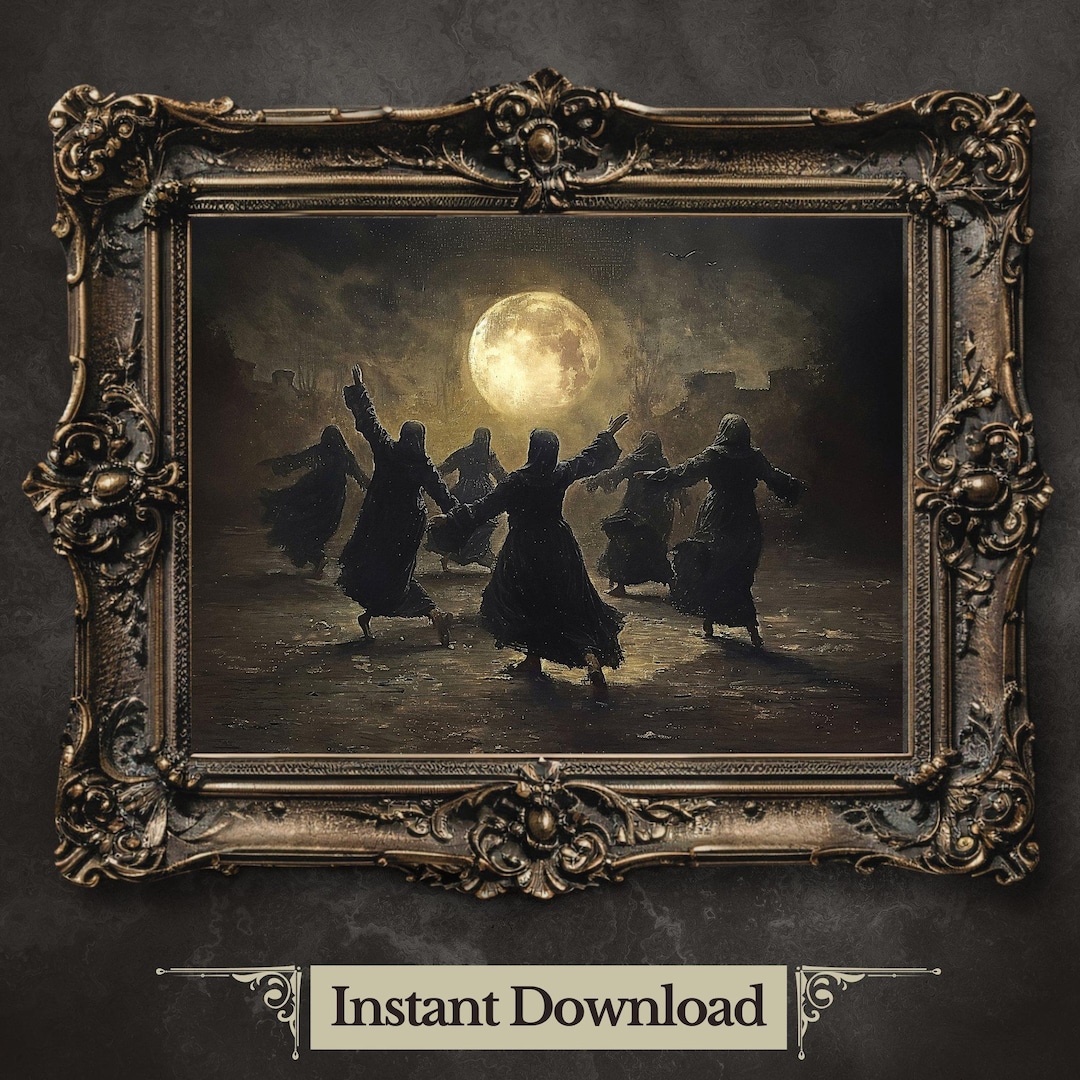Witches Coven Ritual Print | Mystical Full Moon Art (digital Download ...