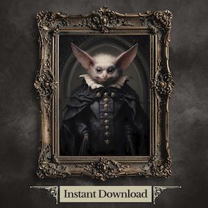 Ritratto del re pipistrello vittoriano: arte murale gotica Dark Academia (download digitale)