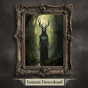 Goddess of Forest Dark Cottagecore Printable Wall Art Vintage Dark Academia Print Dark Aesthetic Room Decor Gothic Occult Witchcraft Print