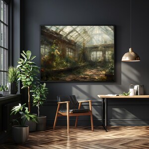Forgotten Greenhouse Wall Art Print Romantic Lost Place Dark Cottagecore Vintage Nature Reclaim Aestetic Art