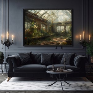 Forgotten Greenhouse Wall Art Print Romantic Lost Place Dark Cottagecore Vintage Nature Reclaim Aestetic Art