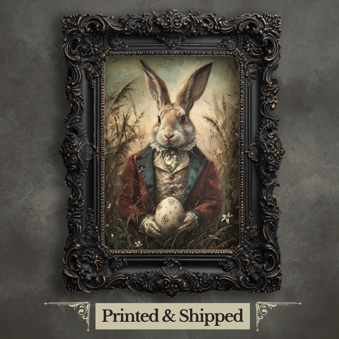 Victorian Easter Rabbit Print: Dark Academia Goth Animal Portrait - Etsy