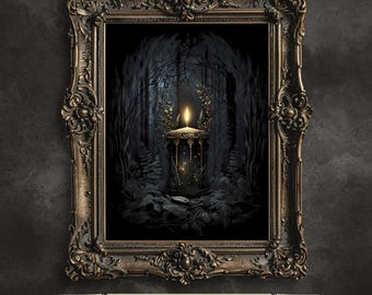 Mystic Candle Woodland Art: Impressão gótica Dark Fairycore (download digital)