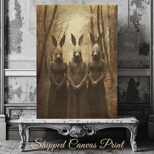 Cult of the Rabbit Canvas Print Dark Cottagecore Vintage Photography Witchy Decor Gothic Occult Poster Dark Academia Home Decor Print