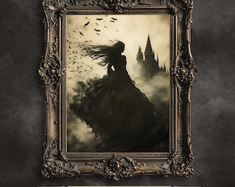 Gothic Witch Castle Printable – Dark Fairytale Fantasy Art (Instant Download)