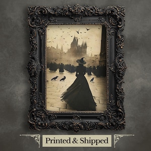 Gothic Witch Art Print - Vintage Dark Academia Gothic Fantasy & Witchcore Wall Art Magic School Artwork High Quality Print