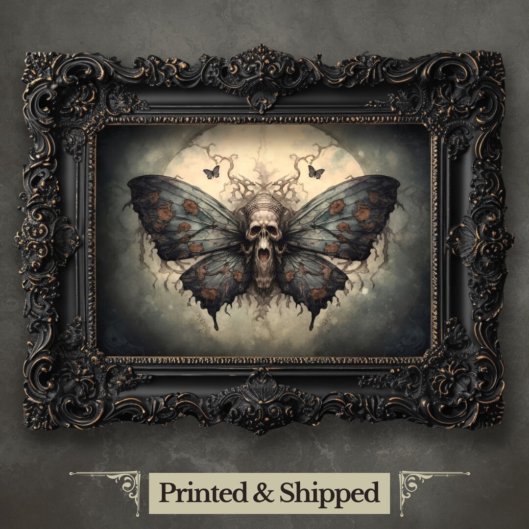 デスヘッドモスウォールアートプリント ムーディな絵画 ダークコテージ