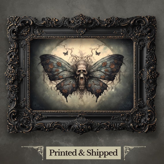 Death Head Moth Art Print | Gothic Cottagecore Wall Decor